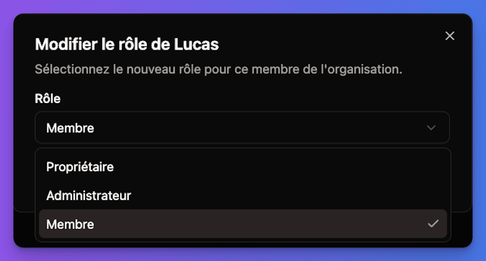 Change member roles interface